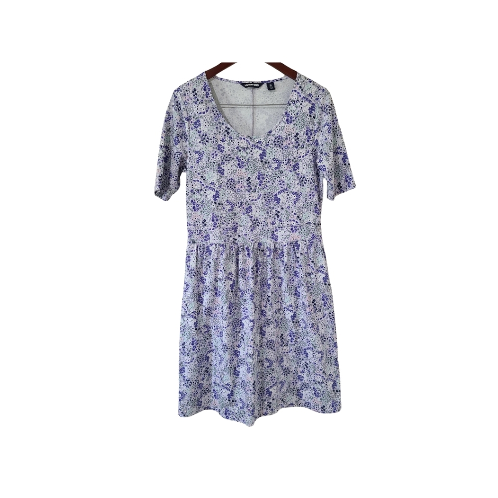 Lands End Cotton Blend Medium Floral Print Dress